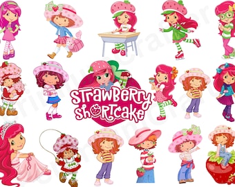Strawberry Shortcake PNG Clipart: Retro Cartoon Bundle (Digital Download)