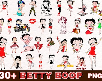 30+ Betty Boop PNG Bundle, Cute Betty Boop Cartoon Clipart, Retro Cartoon Girl PNG, Betty Boop Characters Collection, Sublimation Design