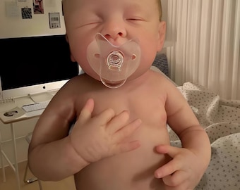 Muñeca bebé reborn realista de silicona de cuerpo completo de 49,5 cm (19,5 pulgadas) – Artículo de colección de recién nacido realista