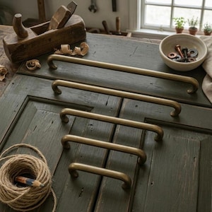 Vintage Brass Cabinet Handle Antique Gold Drawer Pull Rustic Farmhouse Knob Kitchen Dresser Hardware Furniture Handle