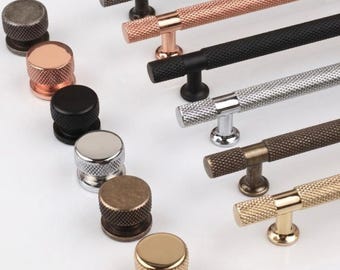 Tirador moleteado para armario, tirador de cajón de aluminio, tirador de cocina moderno, herrajes para muebles, oro, negro, plata, minimalista, mejora del hogar