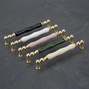 Puxadores de porcelana para armários, puxadores para armários de cozinha, puxadores para gavetas em cromo dourado, puxadores de cerâmica para cômoda, estilo moderno vintage.