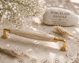 Tirador de porcelana vintage para armario, tirador de cerámica para cajón, herrajes de lujo para muebles, un solo orificio, pomo de 96 mm, 128 mm y 160 mm.