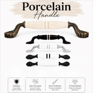 Handtag i porslin, 96 mm, 128 mm, 160 mm, keramiska lådgrepp, kökshandtag, garderob, möbler och beslag