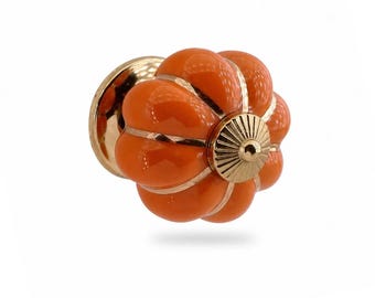 Tirador de armario de cerámica con forma de calabaza vintage, tirador de cajón de estilo rústico, tirador de mueble esmaltado
