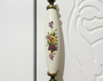Juego de tiradores de porcelana con estampado floral vintage para armarios, estilo shabby chic, pomos decorativos para muebles, herrajes para armarios de cocina.