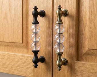 Tiradores de cristal para armarios, tiradores de latón para cajones, pomos vintage de lujo, herrajes para cómodas de cocina, 96 mm, 128 mm, elegantes tiradores para muebles.