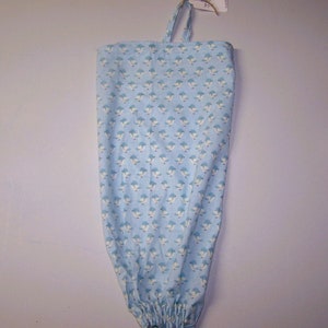 100% Cotton plastic shopping bag holder and dispenser with hanging loop