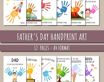 Impresión de huellas de manos para el Día del Padre, Arte con huellas de manos para papá, Regalo para el Día del Padre, Manualidades hechas por niños, Descarga instantánea A4