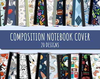 Portadas imprimibles para cuadernos de composición, portadas para carpetas escolares, útiles escolares, portadas para cuadernos de composición en PDF, descarga digital.