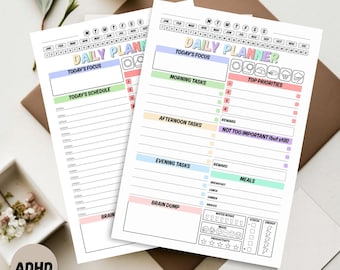 Planificador diario para TDAH imprimible, horario por horas y diseño sencillo, apto para personas neurodivergentes, descarga instantánea, planificador diario para la organización del TDAH.