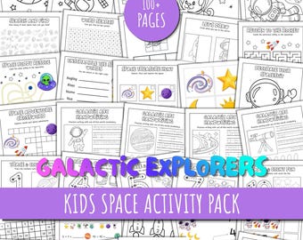 Space Activity Book for Kids Printable, Galactic Learning Pages, Summer Workbook , Space Games & Worksheets, Digital Download