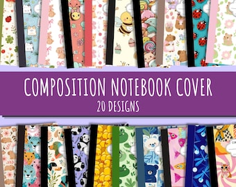 Portadas imprimibles de lindos animales para cuadernos, portadas para libros escolares en PDF, portadas para carpetas de regreso a clases, útiles escolares, descarga digital.