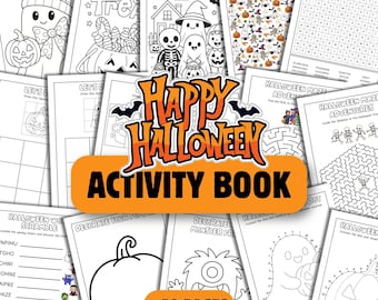 Halloween Activity Book for Kids, 50+ Printable Halloween Activities, Halloween Games, Spooky Coloring Pages, Digital Download PDF