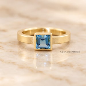 New Arrival From OpalGemsArtIndia Blue Topaz Gemstone Silver Ring Minimalist Statement Ring Handmade Fine Jewelry Gift for Her