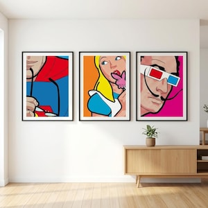 Superhero Pop Art Print Set Vol.2 | 36 Comic Book Prints | Digital Download | Printable Wall Art | Marvel DC Inspired | Funny Hero Poster