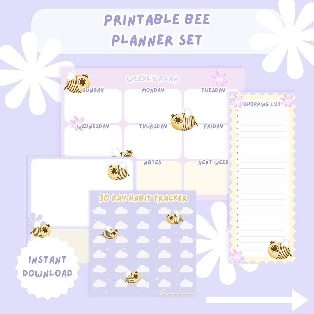 Printable Bee Planner Set - Etsy