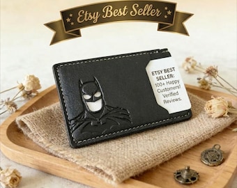Superhero Leather Bat Wallet Slim Card Holder Hero ID Case Mask Design Unisex Gift