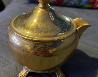 Vintage creamer bowl from the International Silver Company (Meriden, Connecticut), electroplated with 24KT gold.