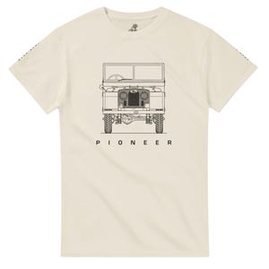 Camiseta clásica Land Rover Serie 1, estampada en la parte delantera, laterales y trasera, regalo retro para amantes de la aventura, prenda todoterreno de algodón grueso.