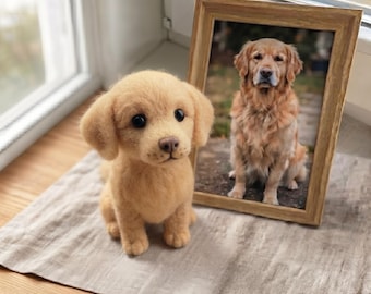 Custom Needle Felted Pet Figurine from Photo, Handmade Wool Pet Replica, Personalized Dog Cat Memorial Keepsake Gift