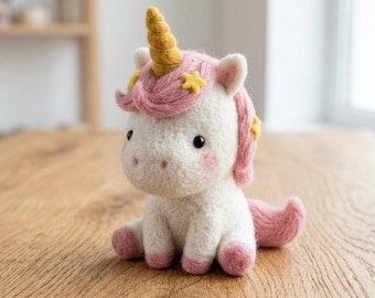 Felt Wool Rainbow Unicorn Doll, Felt Ornament, Unique Needle Felted Animal Statue, Children's Day Gift, Cute Home Decoration Hanging