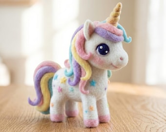 Felt Wool Rainbow Unicorn Doll, Felt Ornament, Unique Needle Felted Animal Statue, Children's Day Gift, Cute Home Decoration Hanging