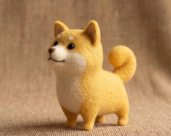 Handmade Needle Felted Silly and Dog Figurines – Wool Animal Desk Decor, Kawaii Pet Sculpture Gift, Felt Ornament,gift for kids