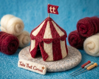 Take That Inspired Handmade Felt Circus Tent, Mini Carnival Ornament, Vintage Circus Decor, Wool Felt Collectible, 7.5~8cm