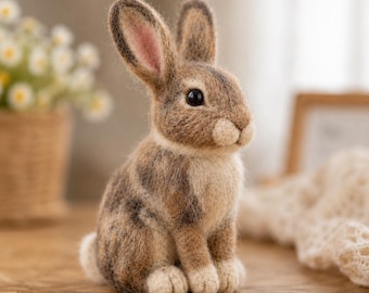 Handmade Needle Felted Bunny, Cute Rabbit Figurine, Woodland Animal Decor, Storybook Bunny Gift, Waldorf Inspired Nursery Decor, Easter Gift
