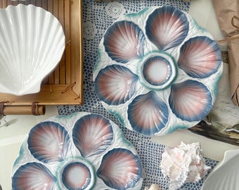 Antique Oyster Plate French Digoin & Sarreguemines Majolica Plate