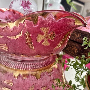 Delaware Pattern US Glass Company Cranberry Flash Gold Accent Fruit ...