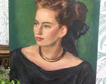 Vintage Oil Painting Portrait Of Woman Signed Ben Shute