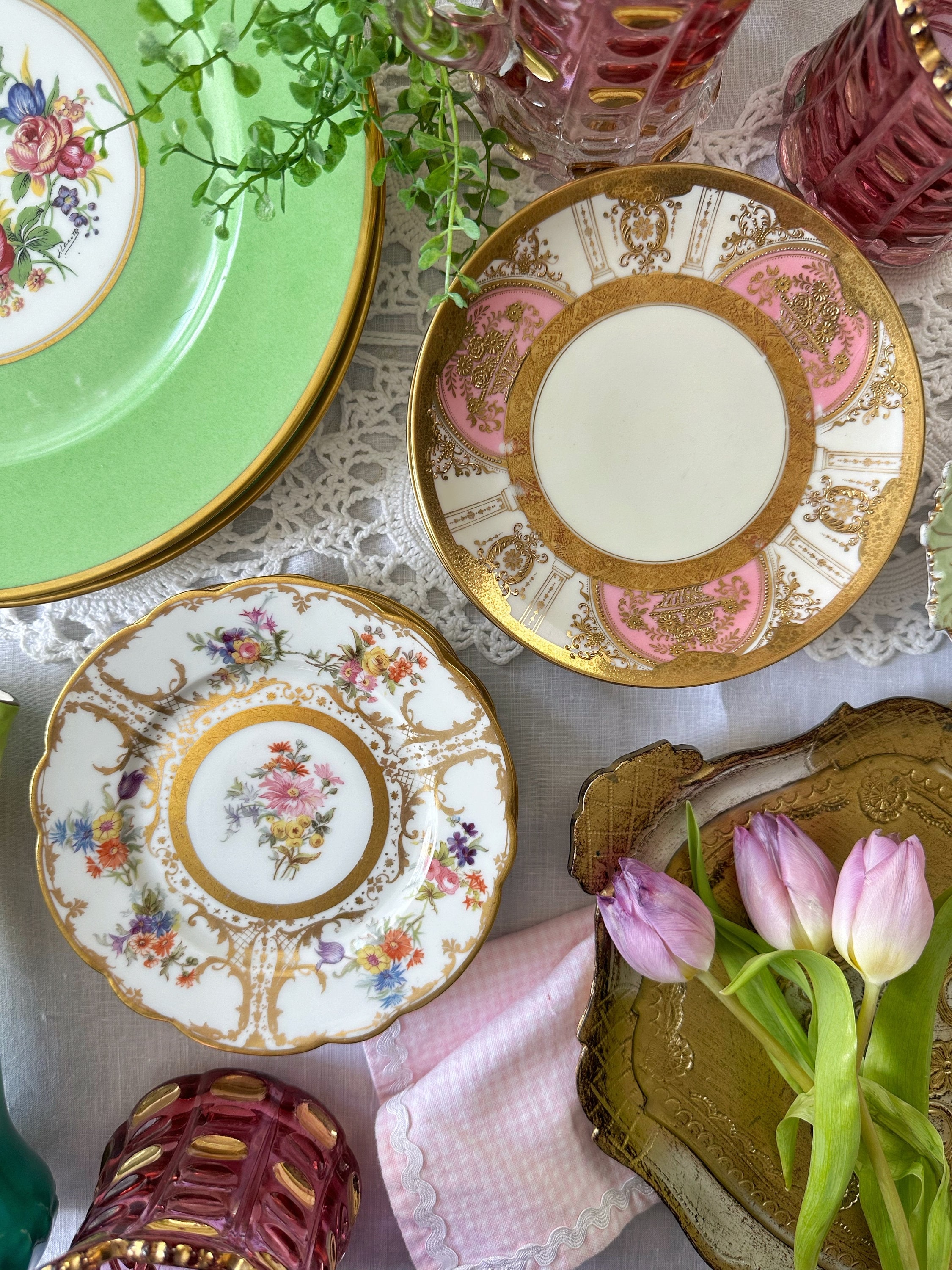 フランス製　Limoges ROSE DE LIMOGESディナープレート ペア フランス製 Limoges ROSE DE LIMOGESディナープレート ペア フランス製