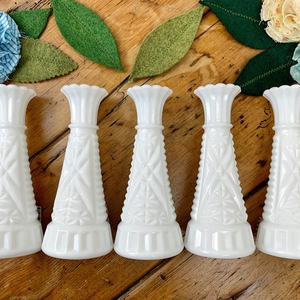 Milk Glass Bud Vases Etsy