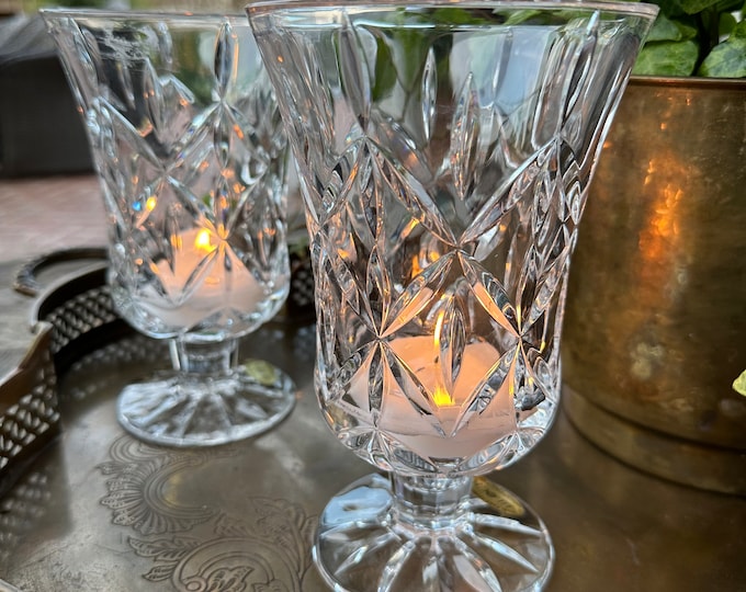 Crystal Hurricane Candle Holder/block Crystal/votive or Taper Candle Etsy