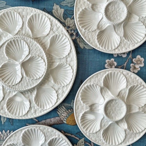 Vintage Majolica French Oyster Plates/Chantilly France White Shell Design/7 Available