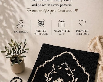 Alfombra de oración acolchada hecha a mano – Diseño de flores de perla negra, alfombra de micropoliéster