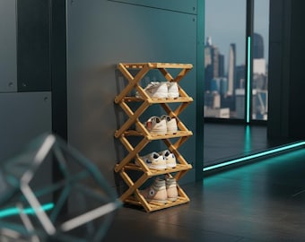 Rangement à chaussures pliable en bambou à 5 niveaux, rangement étroit pour les petits espaces, rangement dans l'entrée