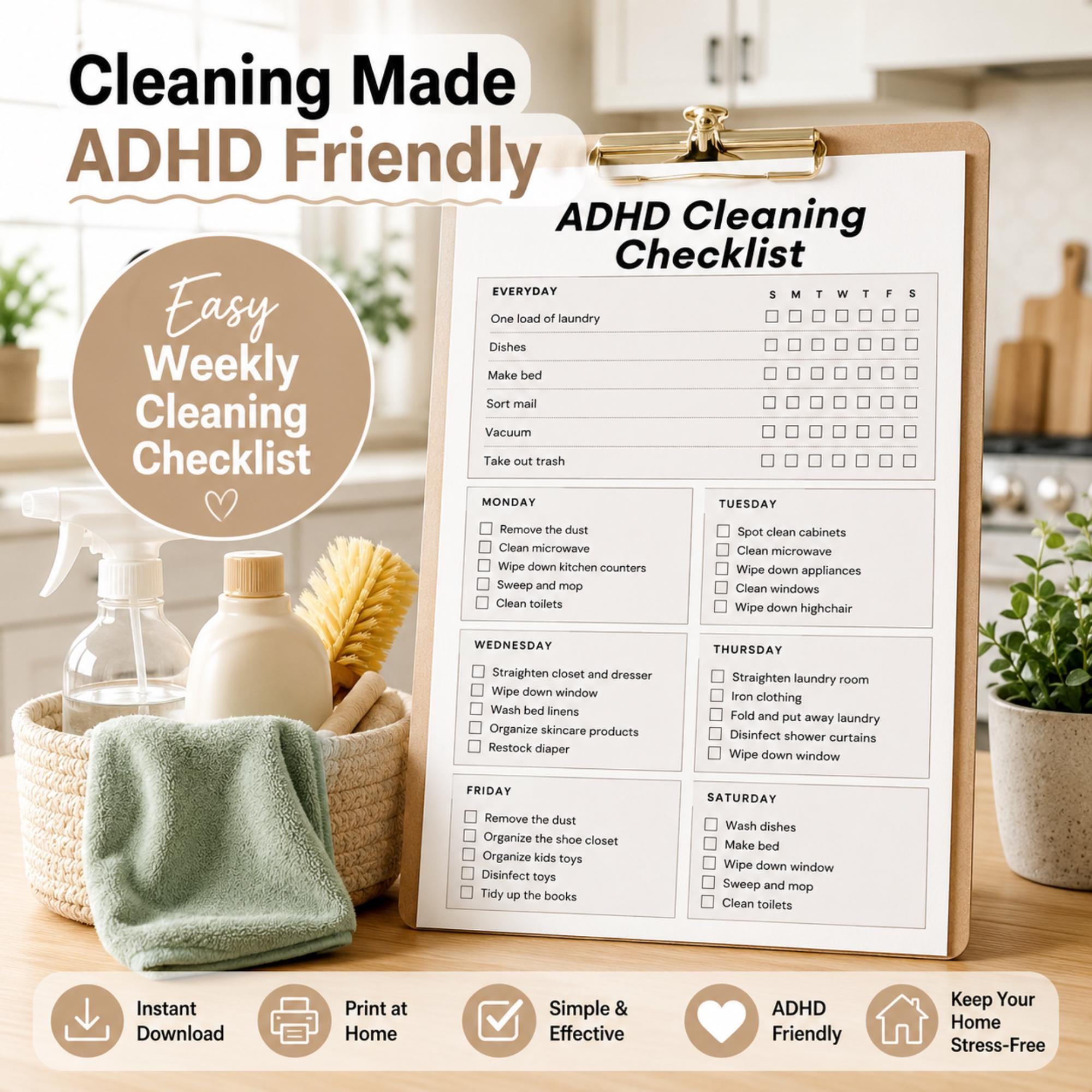 ADHD Habit Tracker Printable | Daily Weekly Monthly Planner | ADHD ...