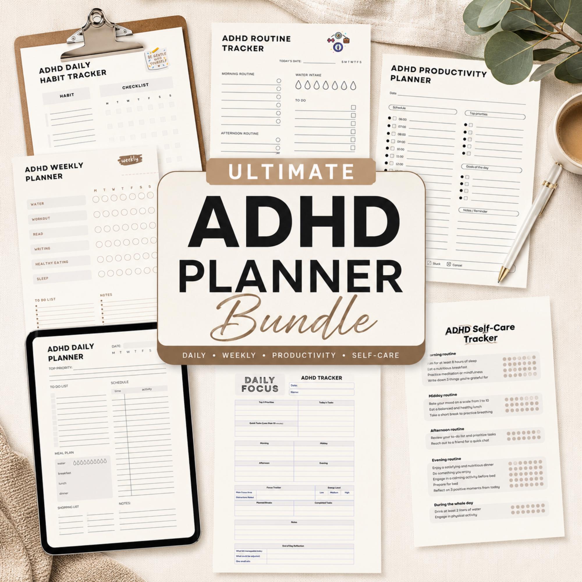 ADHD Habit Tracker Printable | Daily Weekly Monthly Planner for Adults ...