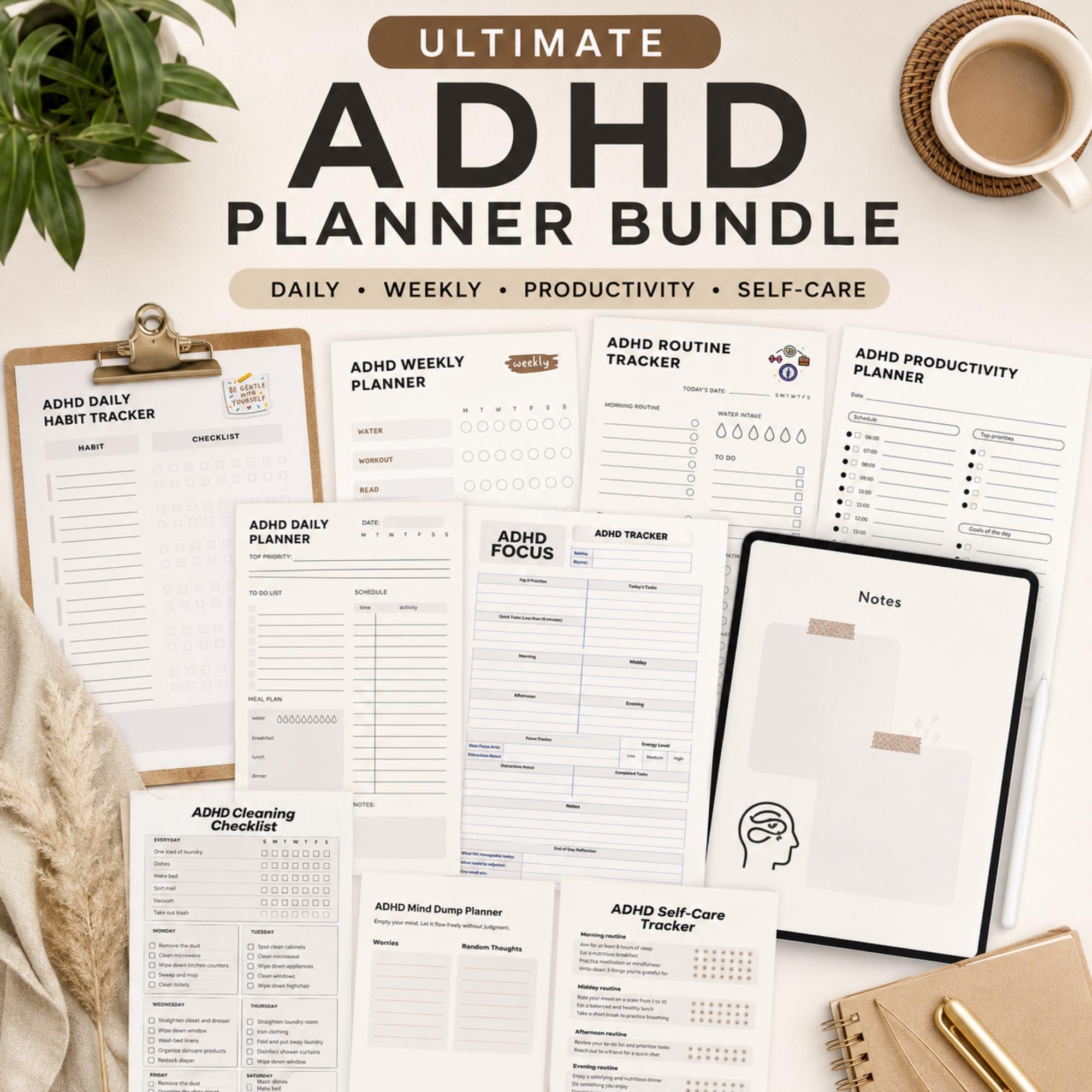 ADHD Habit Tracker Printable | Daily Weekly Monthly Planner for Adults ...