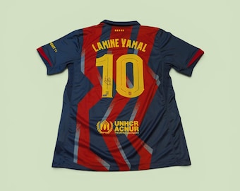 Koszulka piłkarska Barca Football Lamine Yamal z autografem FC Barcelona - GCOA/COA