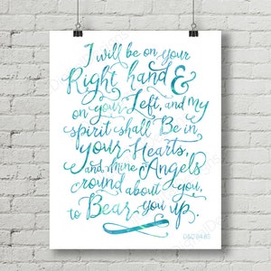 Printable LDS Scripture, D&C 84, I will be on your right hand, Angel Scripture, Digital Printable Word Art Decoration 16x20 INSTANT DOWNLOAD
