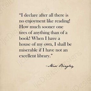 Printable book page wall art, Jane Austen quote, Pride Prejudice, reading, vintage literary print, classic literature book page, large size image 2
