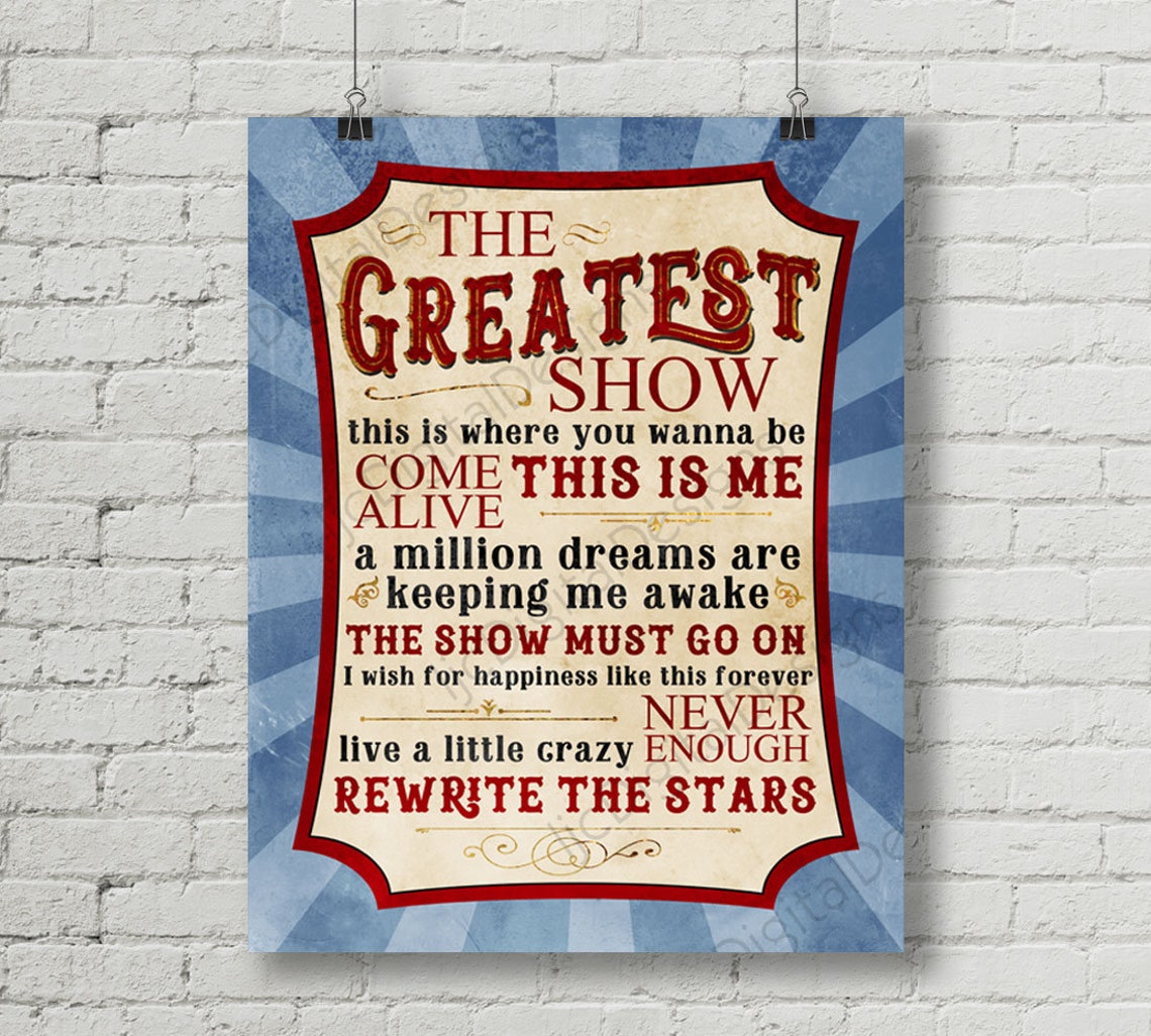 Greatest Showman Inspired Fan Art Printable Musical Quote | Etsy