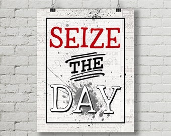 Newsies Inspired Fan Art, Printable Newsies Musical Quote Subway Word Art Poster, Seize the Day, 11x14 and 8x10 INSTANT DOWNLOAD