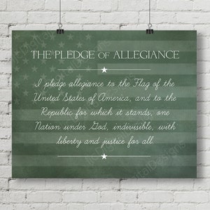 Vintage Alphabet Pledge of Allegiance Classroom Poster Printable Chalkboard Word Art 16x20 - INSTANT DOWNLOAD