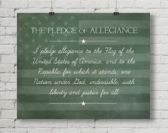 Vintage Alphabet Pledge of Allegiance Classroom Poster Printable Chalkboard Word Art 16x20 - INSTANT DOWNLOAD