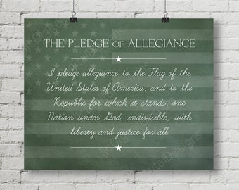 Vintage Alphabet Pledge of Allegiance Classroom Poster Printable Chalkboard Word Art 16x20 - INSTANT DOWNLOAD